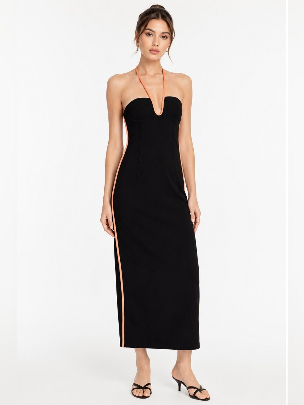 PARIS GIORGIA BLACK MISSIA MIDI DRESS SIZE XS
